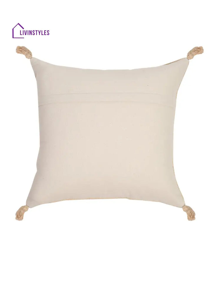 Beige Color Cotton Woven Cushion Cover Set Of 2 (18X18 Inch)