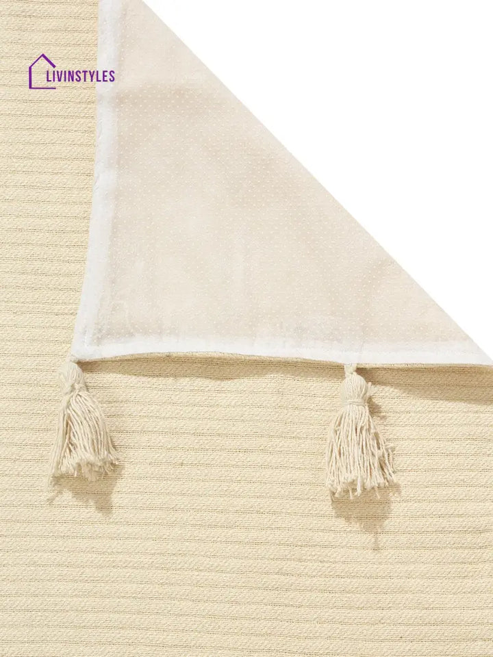Beige Textured Hand Woven Cotton 2 Seater Sofa Cover Slip Cover Sofa