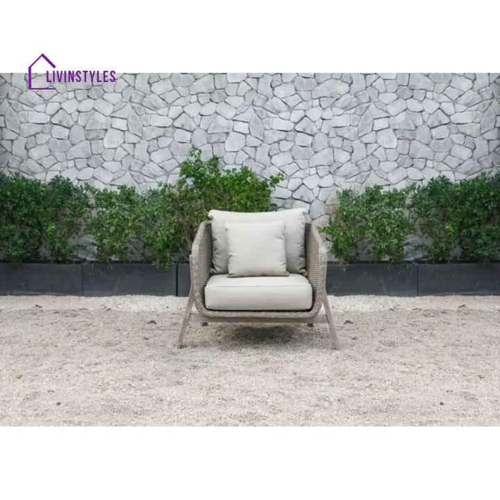 Belinda Outdoor Garden Balcony Sofa Set 3 Seater 2 Single Seater and 1 Center Table Set (Grey) - Sofa Sets