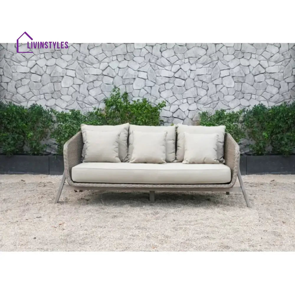 Belinda Outdoor Garden Balcony Sofa Set 3 Seater 2 Single Seater and 1 Center Table Set (Grey) - Sofa Sets