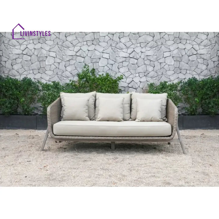 Belinda Outdoor Garden Balcony Sofa Set 3 Seater 2 Single Seater and 1 Center Table Set (Grey) - Sofa Sets