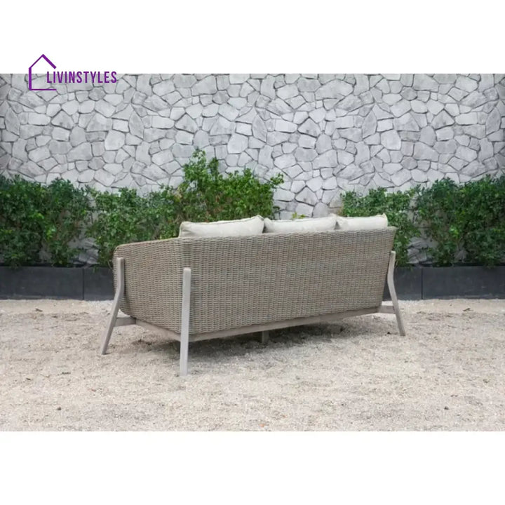 Belinda Outdoor Garden Balcony Sofa Set 3 Seater 2 Single Seater and 1 Center Table Set (Grey) - Sofa Sets