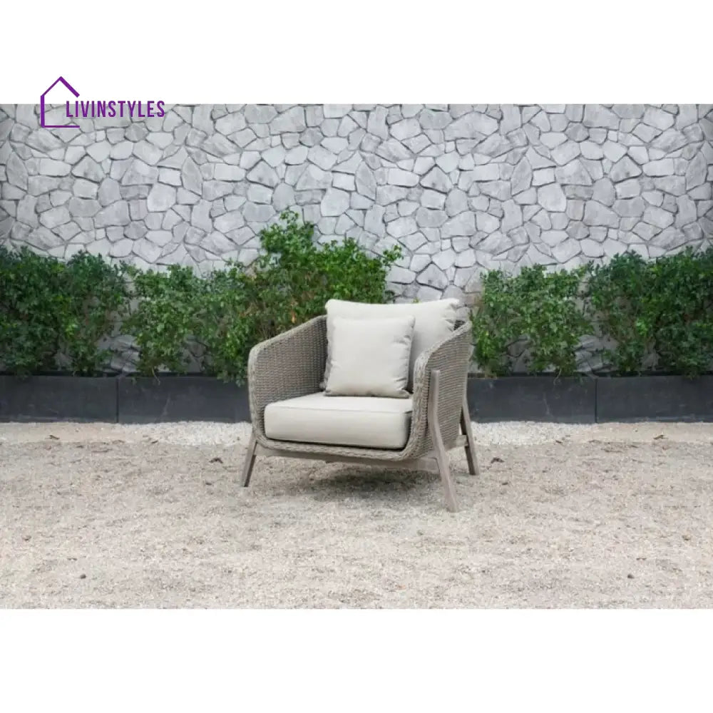Belinda Outdoor Garden Balcony Sofa Set 3 Seater 2 Single Seater and 1 Center Table Set (Grey) - Sofa Sets
