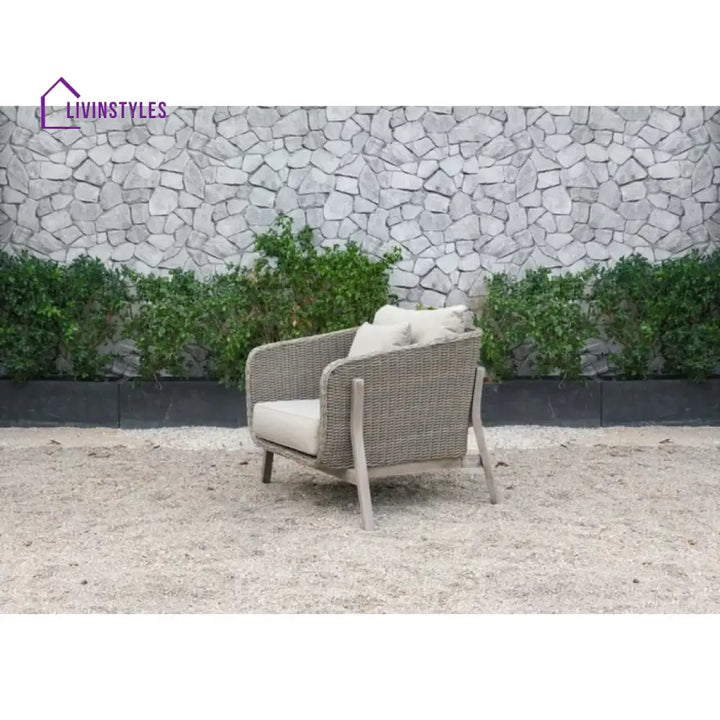Belinda Outdoor Garden Balcony Sofa Set 3 Seater 2 Single Seater and 1 Center Table Set (Grey) - Sofa Sets