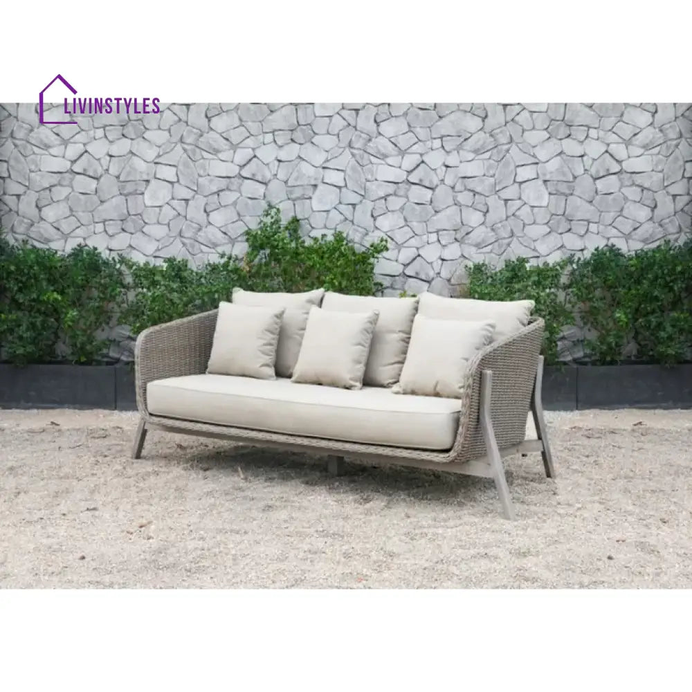 Belinda Outdoor Garden Balcony Sofa Set 3 Seater 2 Single Seater and 1 Center Table Set (Grey) - Sofa Sets