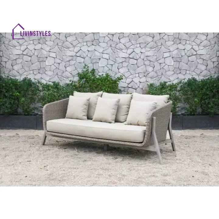Belinda Outdoor Garden Balcony Sofa Set 3 Seater 2 Single Seater and 1 Center Table Set (Grey) - Sofa Sets