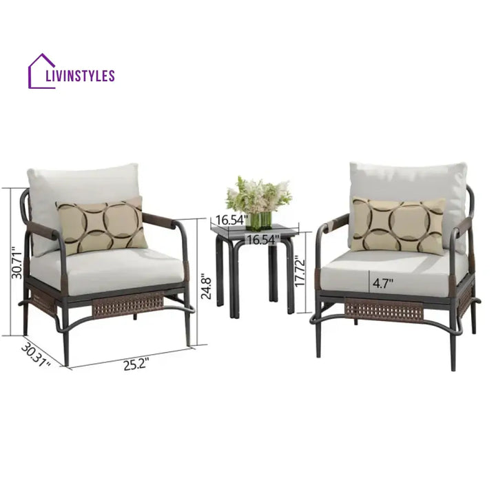 Belinda Outdoor Patio Seating Set 2 Chairs and 1 Table Set (Dark Brown) - Coffee Table Sets