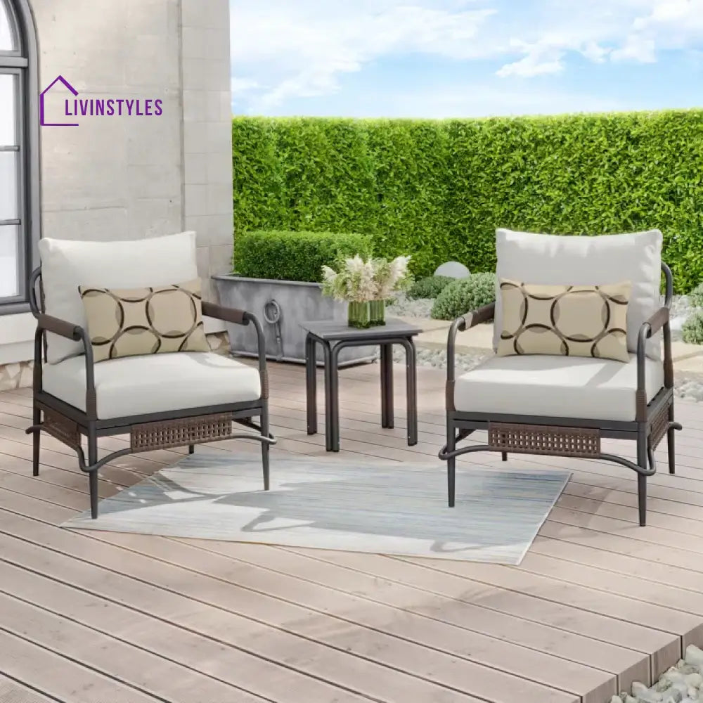 Belinda Outdoor Patio Seating Set 2 Chairs and 1 Table Set (Dark Brown) - Coffee Table Sets