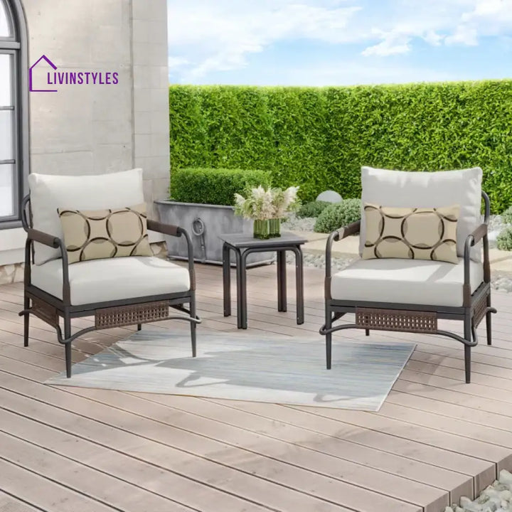 Belinda Outdoor Patio Seating Set 2 Chairs and 1 Table Set (Dark Brown) - Coffee Table Sets