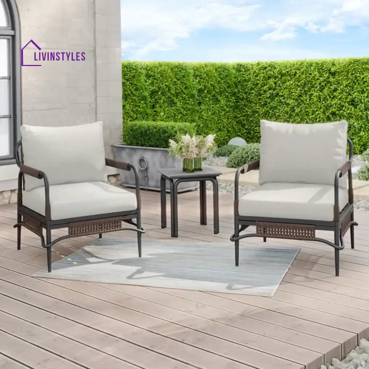 Belinda Outdoor Patio Seating Set 2 Chairs and 1 Table Set (Dark Brown) - Coffee Table Sets