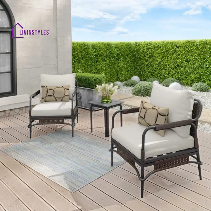 Belinda Outdoor Patio Seating Set 2 Chairs and 1 Table Set (Dark Brown) - Coffee Table Sets