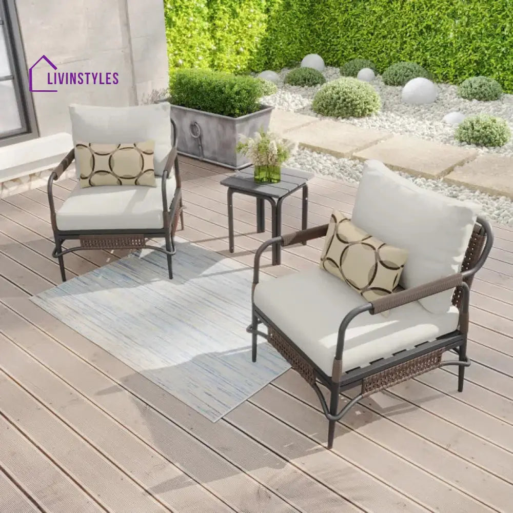 Belinda Outdoor Patio Seating Set 2 Chairs and 1 Table Set (Dark Brown) - Coffee Table Sets