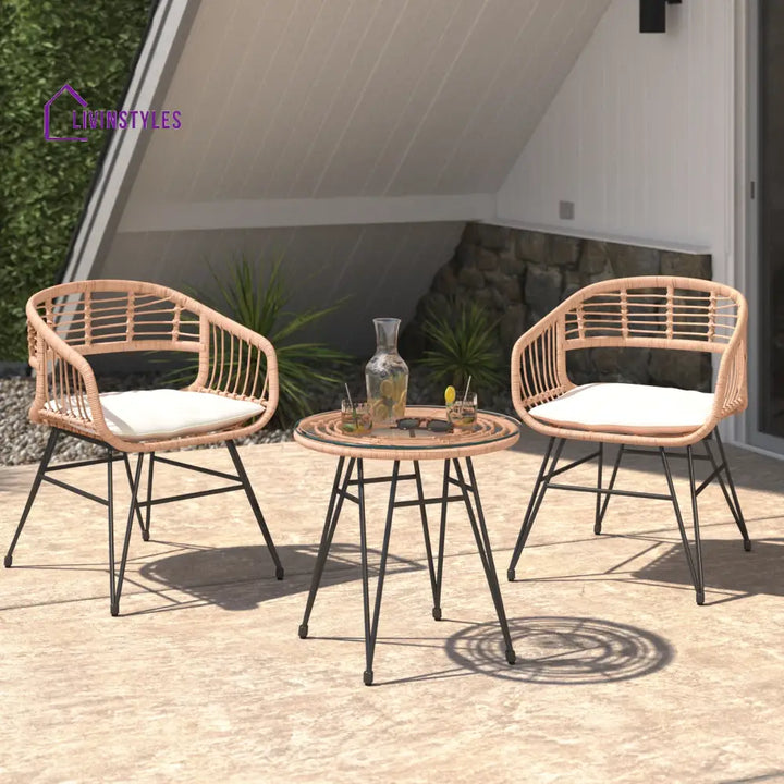 Bella Outdoor Patio Seating Set 2 Chairs and 1 Table Set (Honey) - Coffee Table Sets