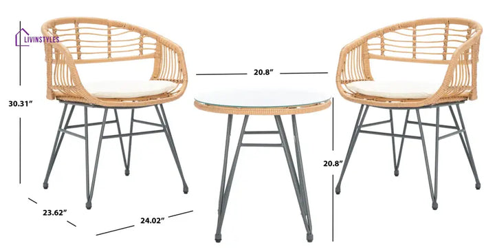 Bella Outdoor Patio Seating Set 2 Chairs and 1 Table Set (Honey) - Coffee Table Sets