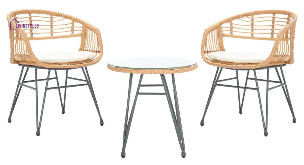 Bella Outdoor Patio Seating Set 2 Chairs and 1 Table Set (Honey) - Coffee Table Sets