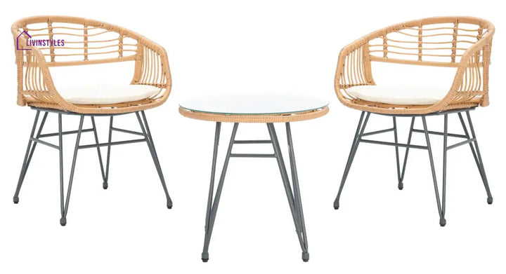 Bella Outdoor Patio Seating Set 2 Chairs and 1 Table Set (Honey) - Coffee Table Sets