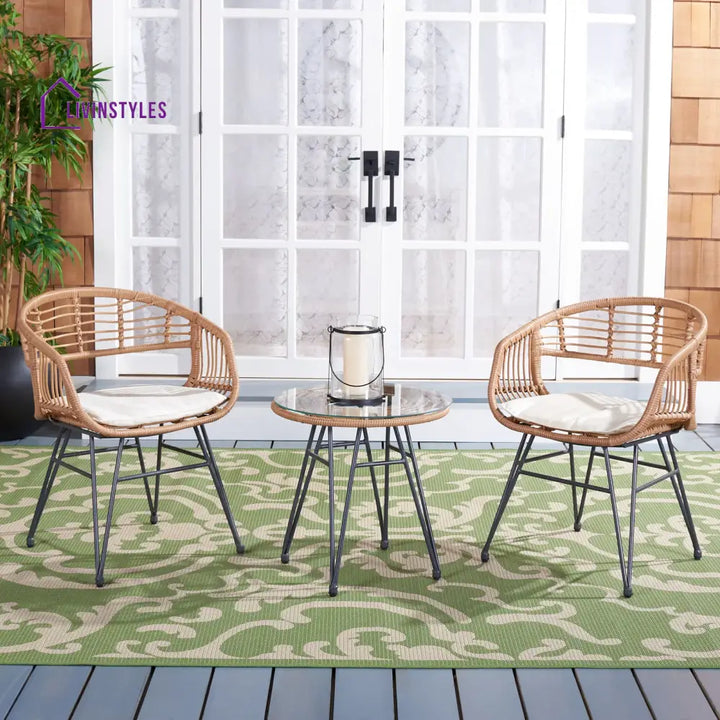 Bella Outdoor Patio Seating Set 2 Chairs and 1 Table Set (Honey) - Coffee Table Sets