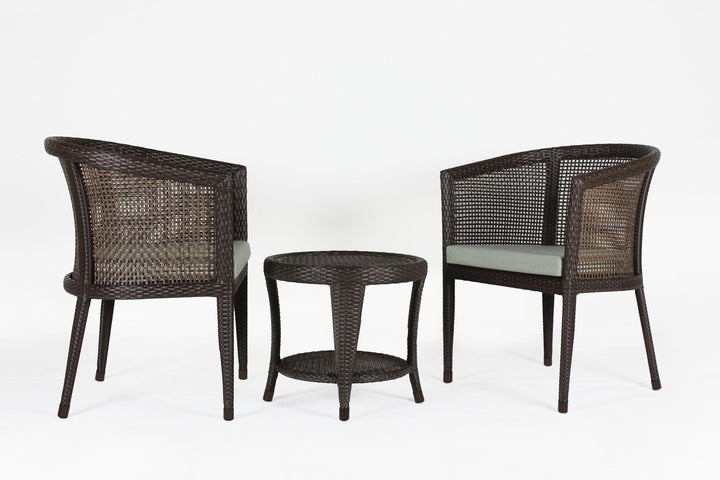 Alhad Outdoor Patio Seating Set 2 Chairs and 1 Table Set (Brown)