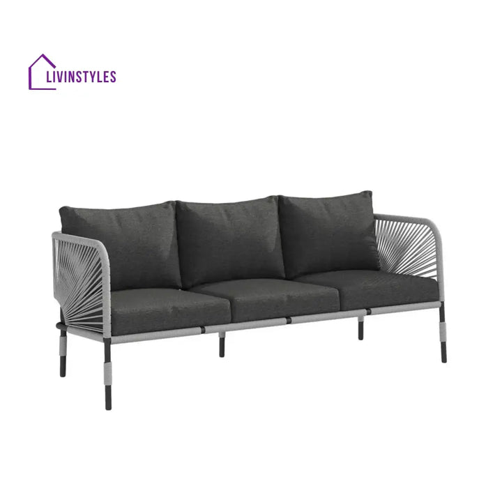 Bellamy Outdoor Rope 5-Seater Sofa Set With Glass Top Table - Sofa Set