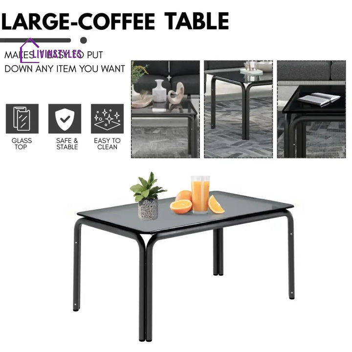 Bellamy Outdoor Rope 5-Seater Sofa Set With Glass Top Table - Sofa Set