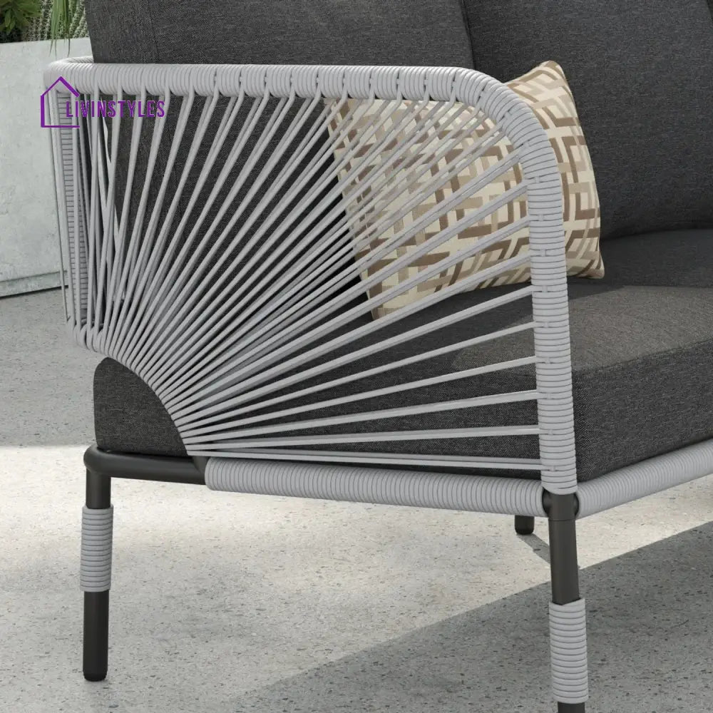 Bellamy Outdoor Rope 5-Seater Sofa Set With Glass Top Table - Sofa Set