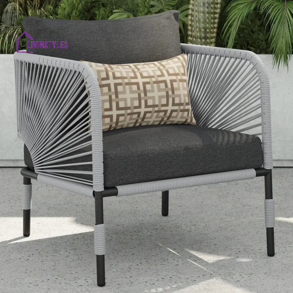 Bellamy Outdoor Rope 5-Seater Sofa Set With Glass Top Table - Sofa Set