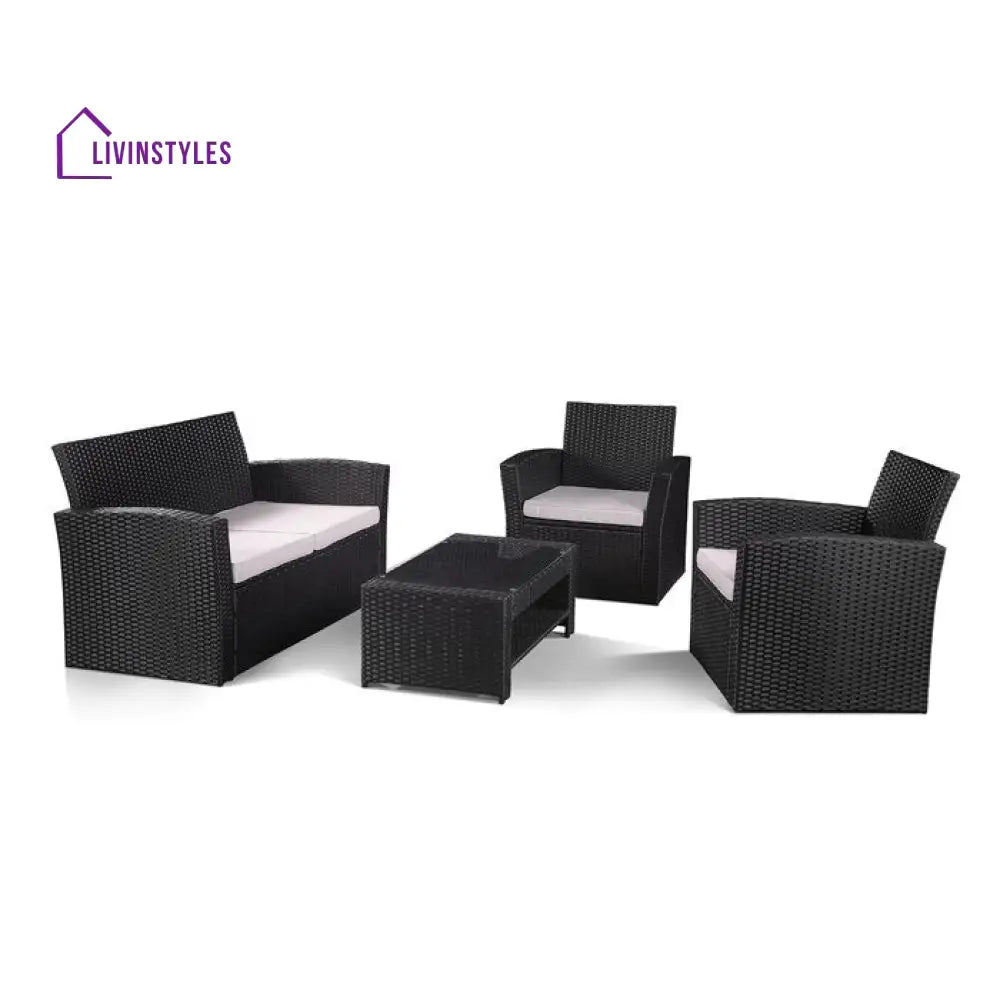 Bellucci Outdoor Sofa Set 2 Seater 2 Single seater and 1 Center Table (Black) - Sofa Sets