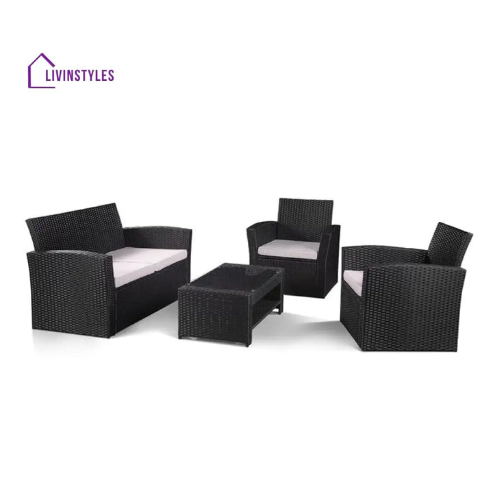 Bellucci Outdoor Sofa Set 2 Seater 2 Single seater and 1 Center Table (Black) - Sofa Sets