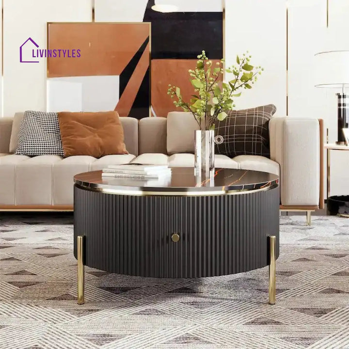 Belly Modern Round Coffee Table With Storage Black furniture