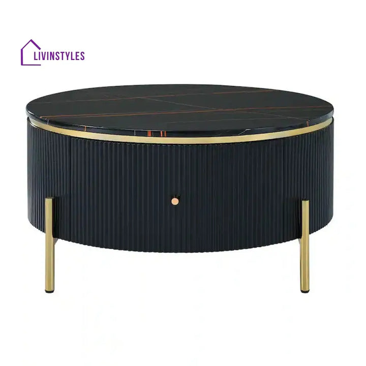 Belly Modern Round Coffee Table With Storage Black furniture