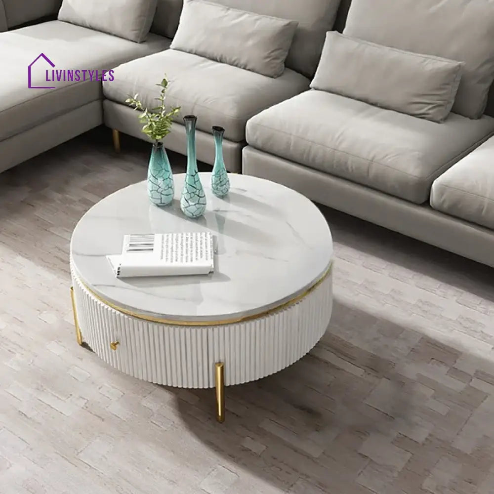 Belly Modern Round Coffee Table With Storage Tables