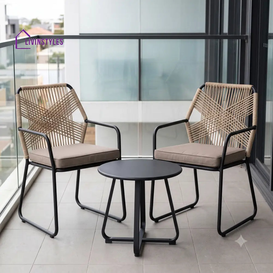 Benedicte Outdoor Set 2 Chairs and 1 Table | Balcony Furniture Set