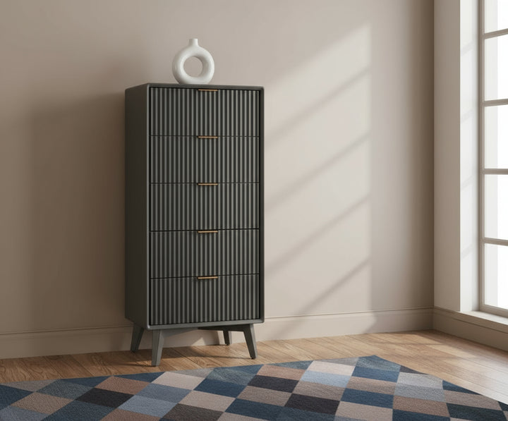 Bengaluru Solid Wood Tall Five Drawer Chest of Drawers