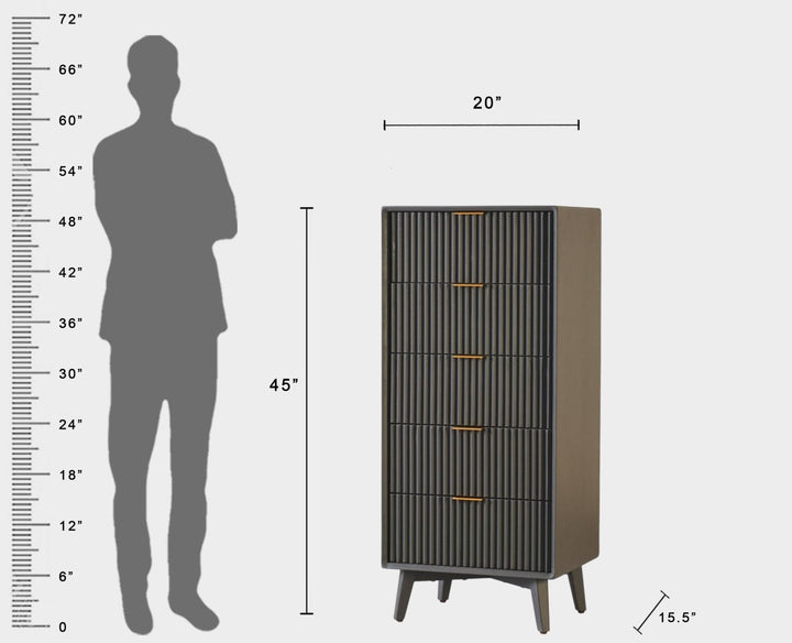Bengaluru Solid Wood Tall Five Drawer Chest of Drawers