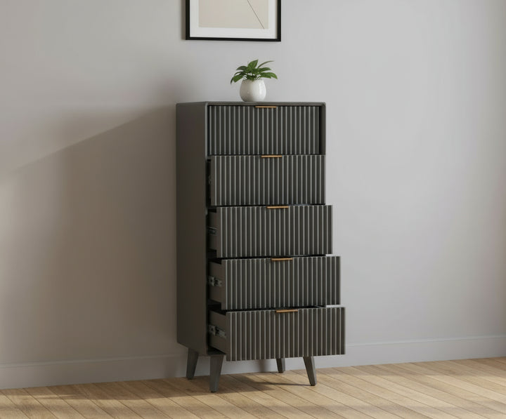 Bengaluru Solid Wood Tall Five Drawer Chest of Drawers