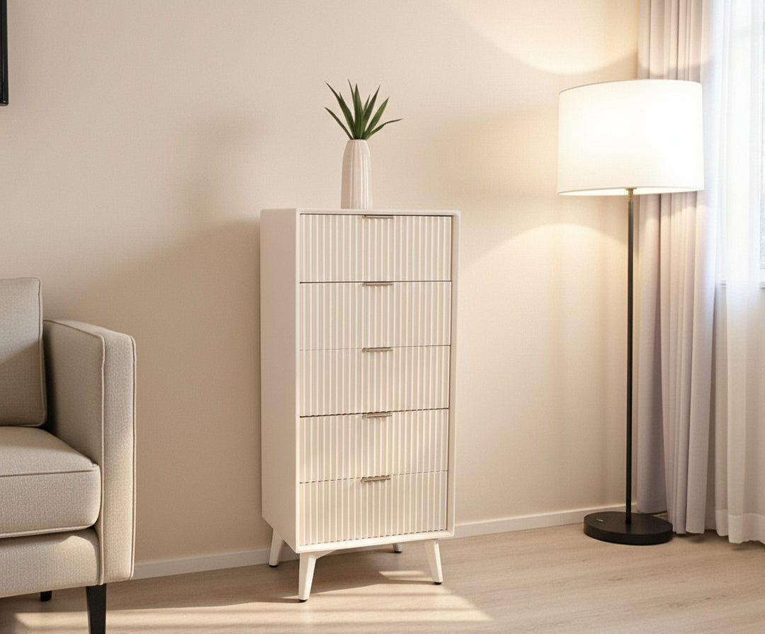 Bengaluru Solid Wood Tall Five Drawer Chest of Drawers