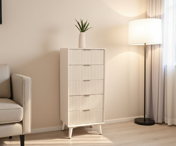 Bengaluru Solid Wood Tall Five Drawer Chest of Drawers