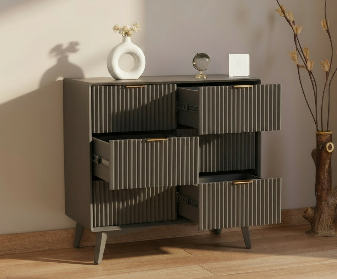 Bengaluru Solid Wood Wide Six Drawer Chest of Drawers
