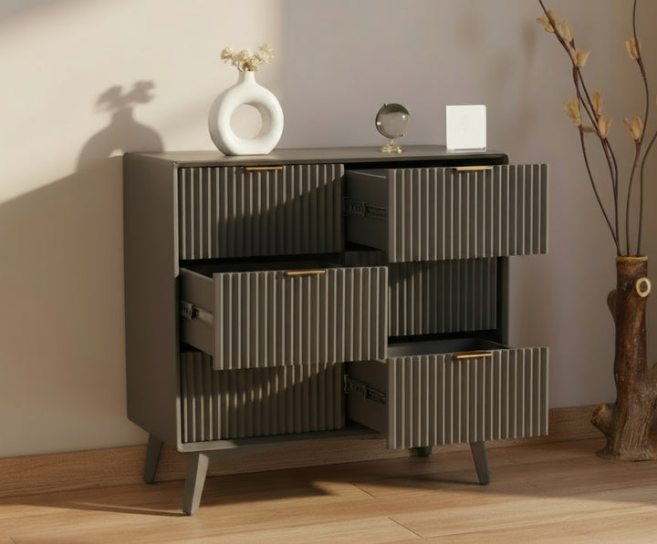 Bengaluru Solid Wood Wide Six Drawer Chest of Drawers