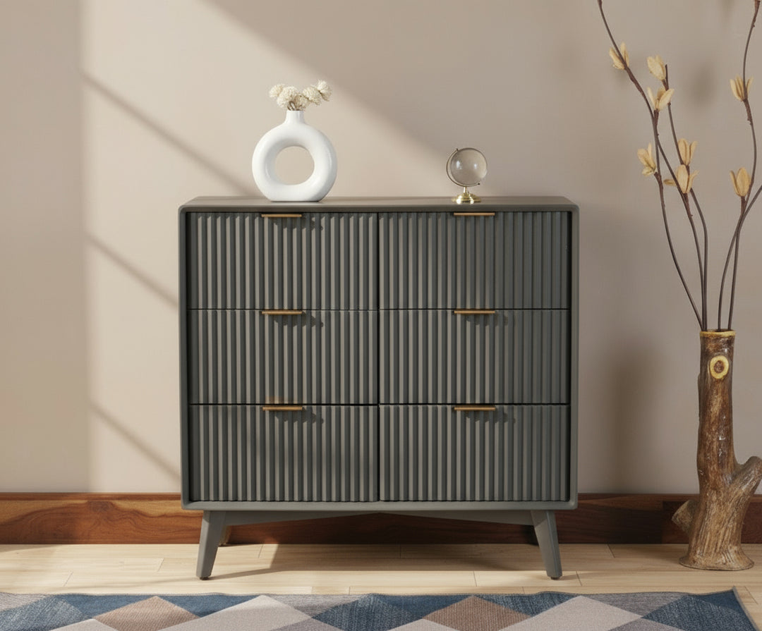 Bengaluru Solid Wood Wide Six Drawer Chest of Drawers
