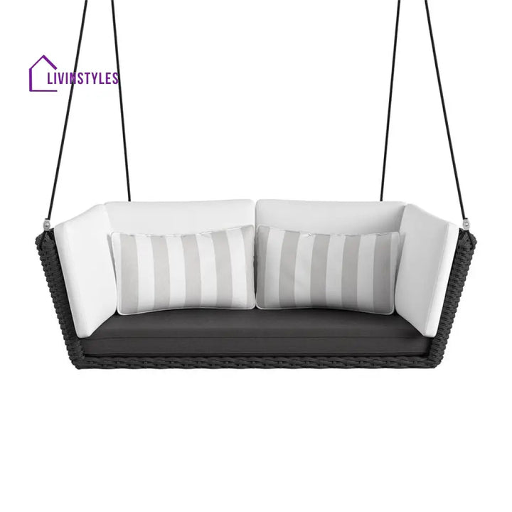 Benigno Double Seater Hanging Swing Without Stand For Balcony Garden Swing (Black) - Swings