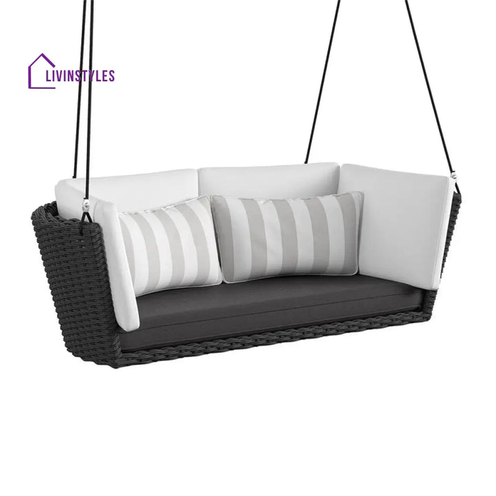 Benigno Double Seater Hanging Swing Without Stand For Balcony Garden Swing (Black) - Swings