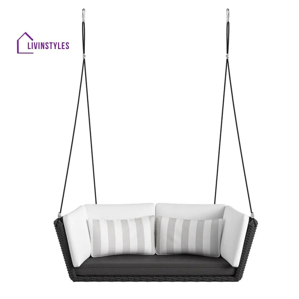Benigno Double Seater Hanging Swing Without Stand For Balcony Garden Swing (Black) - Swings