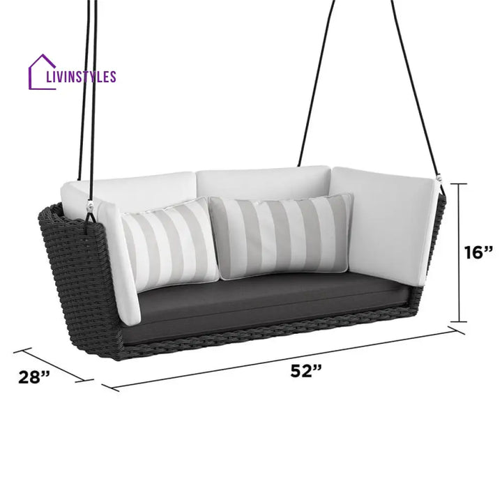 Benigno Double Seater Hanging Swing Without Stand For Balcony Garden Swing (Black) - Swings