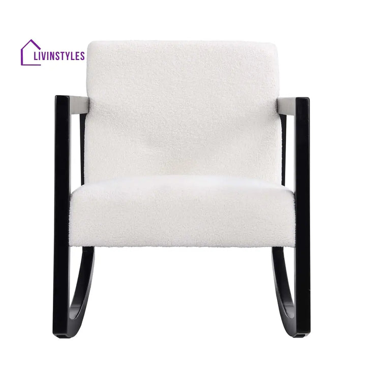 Fyne Ecru Boucle Rocking Armchair Black Frame Accent Chairs