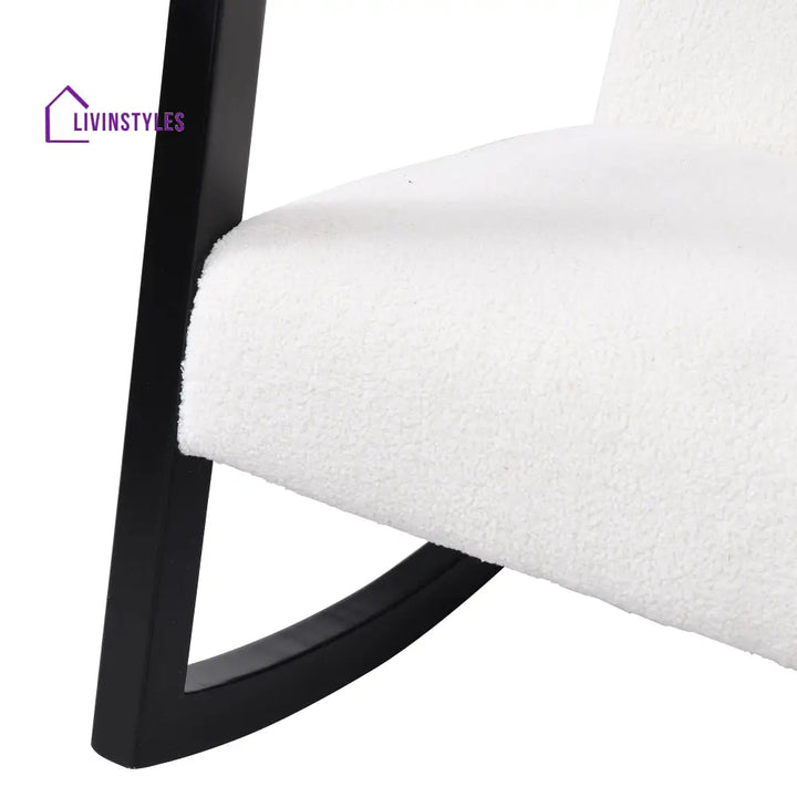 Fyne Ecru Boucle Rocking Armchair Black Frame Accent Chairs