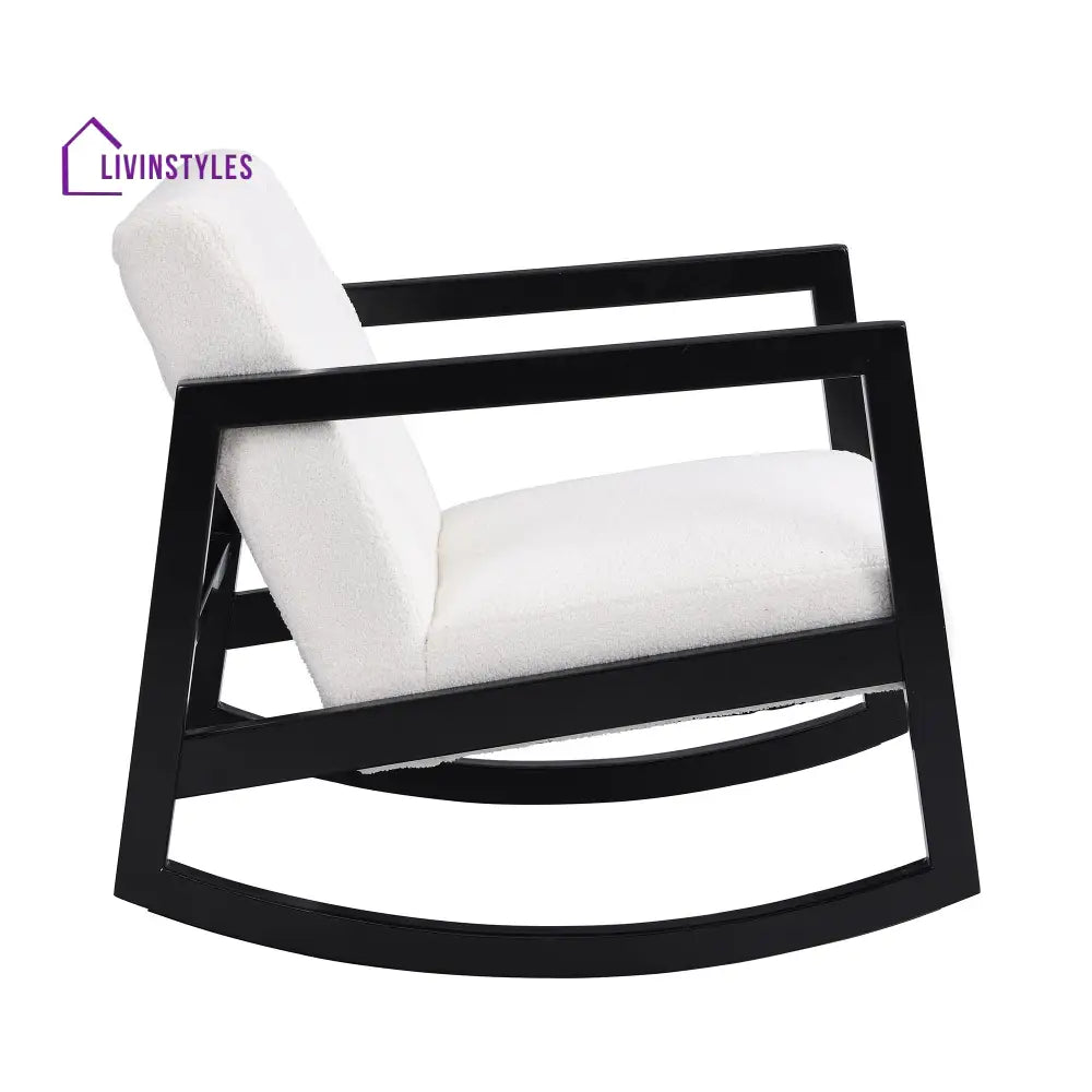 Fyne Ecru Boucle Rocking Armchair Black Frame Accent Chairs