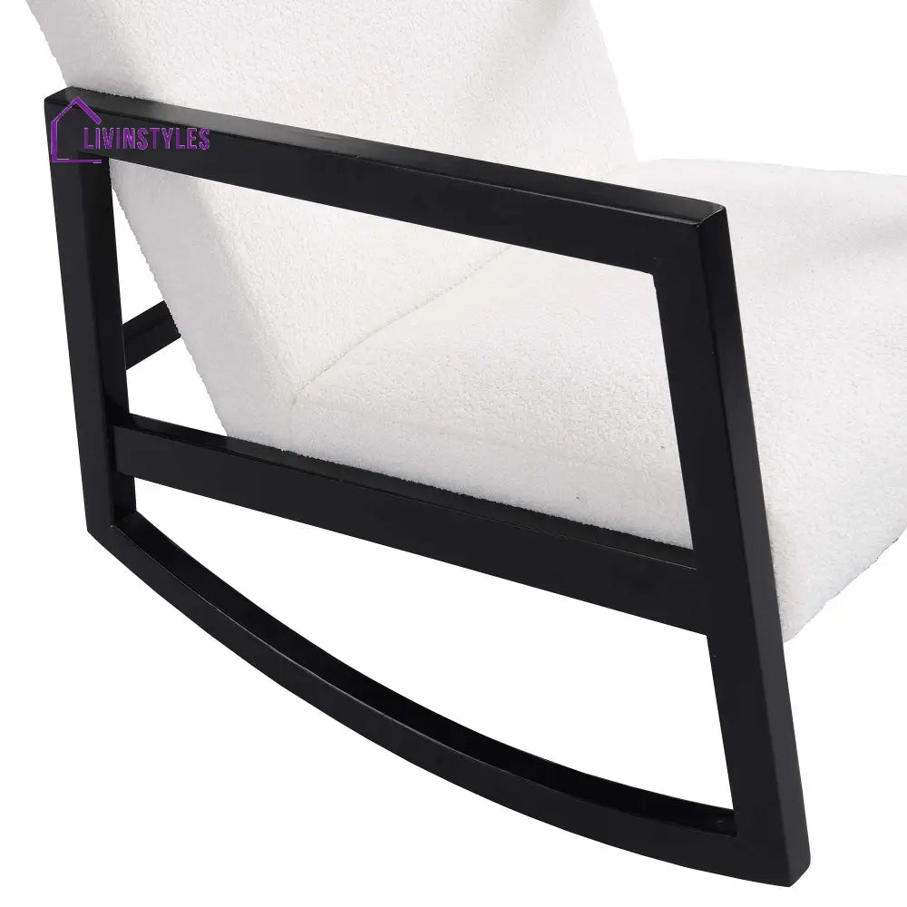 Fyne Ecru Boucle Rocking Armchair Black Frame Accent Chairs