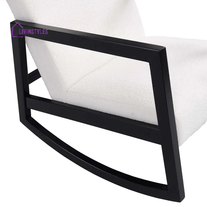 Fyne Ecru Boucle Rocking Armchair Black Frame Accent Chairs