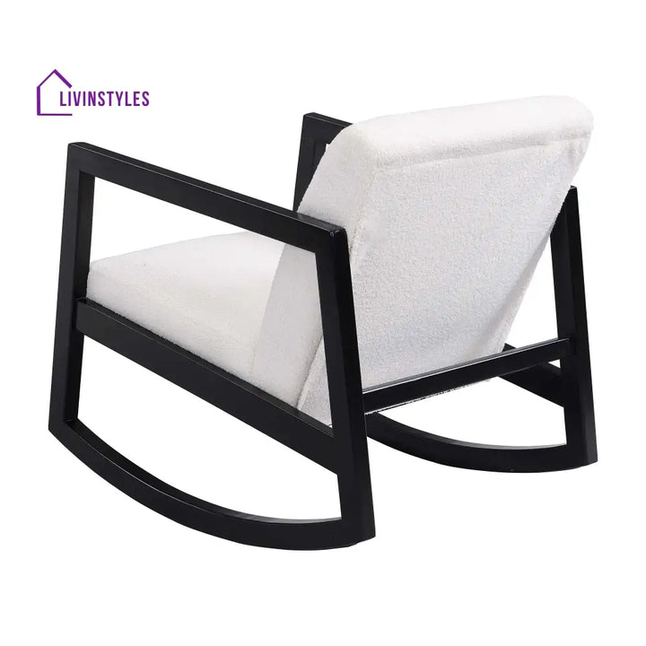 Fyne Ecru Boucle Rocking Armchair Black Frame Accent Chairs